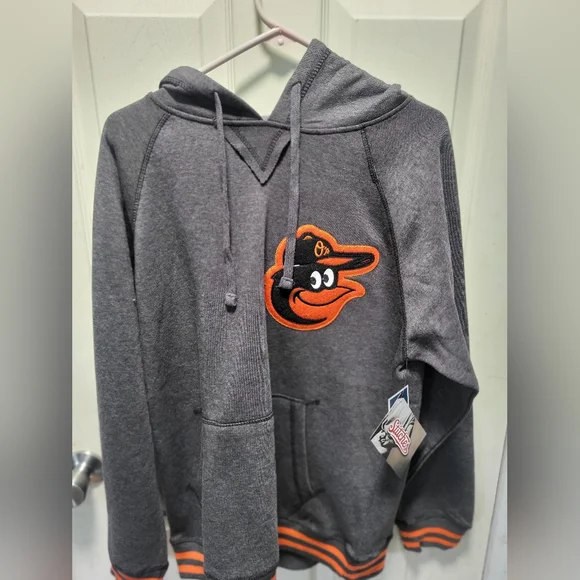 Stitches Cooperstown Baltimore Orioles Embroidered Hoodie Gray Orange Medium NWT - Picture 1 of 5